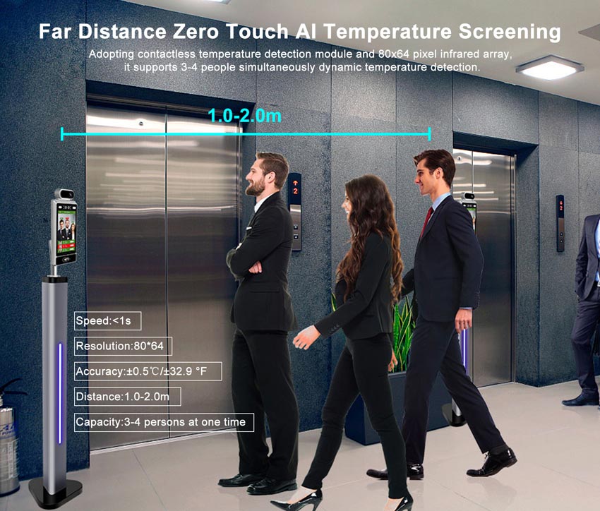 Multi-person AI Face Recognition Temperature Screening Terminal