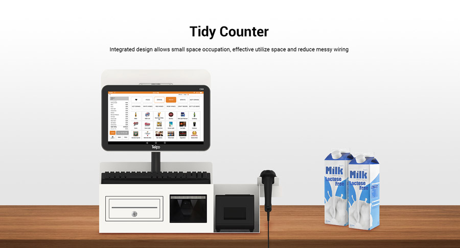 Integrated Cash Register Integrated POS billing machine with scanner