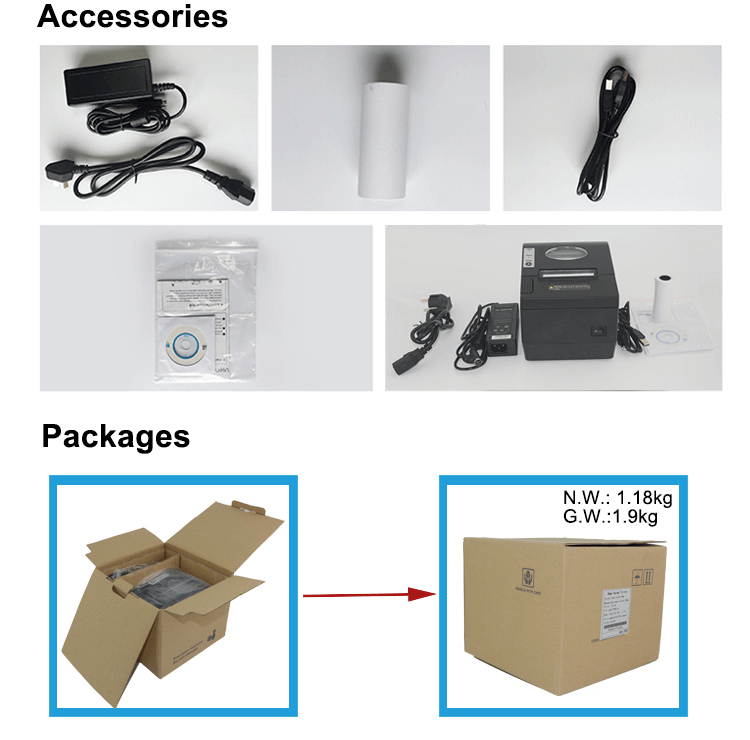 Wifi and Bluetooth 80mm Wired Thermal Printer TPA330