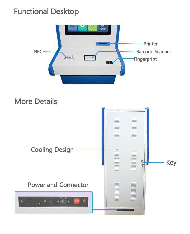 TPS618 19 inch Touch Screen Self Service Ticketing Kiosk Machine