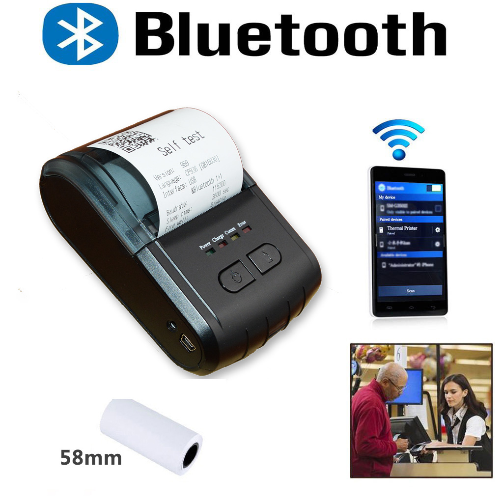 Handheld Wireless Bluetooth 58mm Pocket Bluetooth USB Printer TPA310
