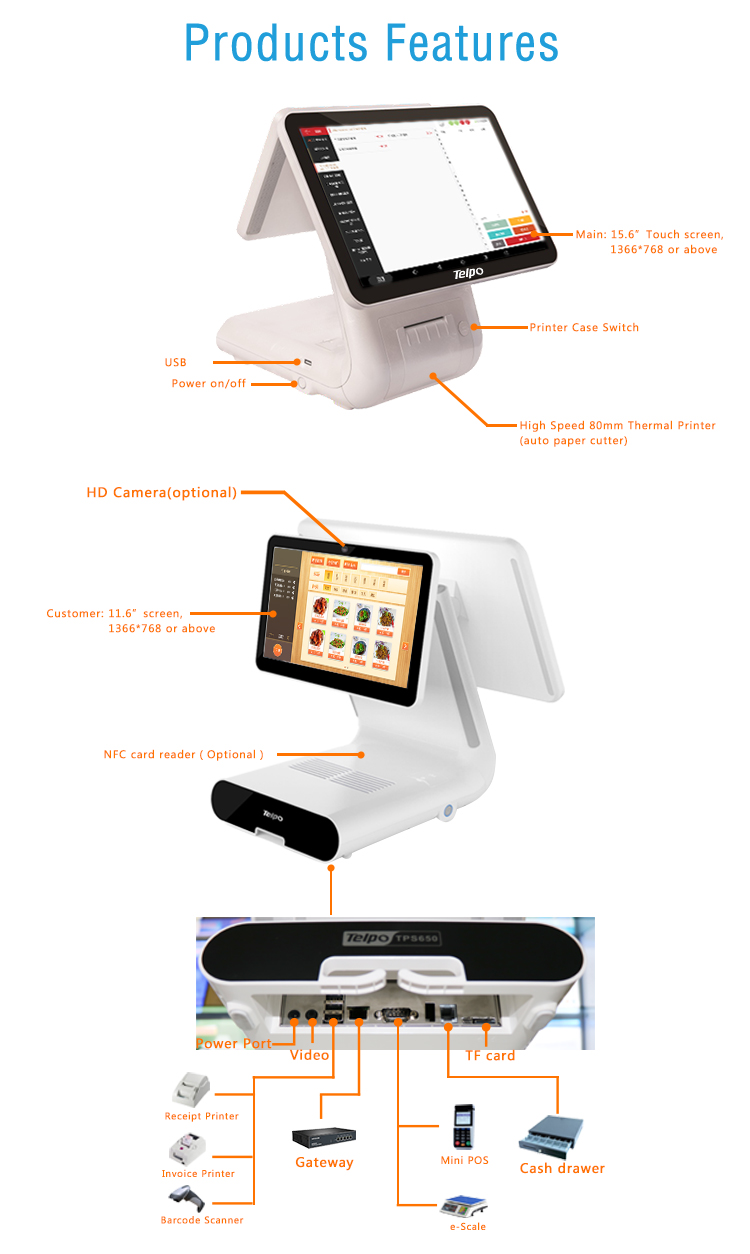 Smart All-in-one Commercial Cash Register with Thermal Graphic Printer