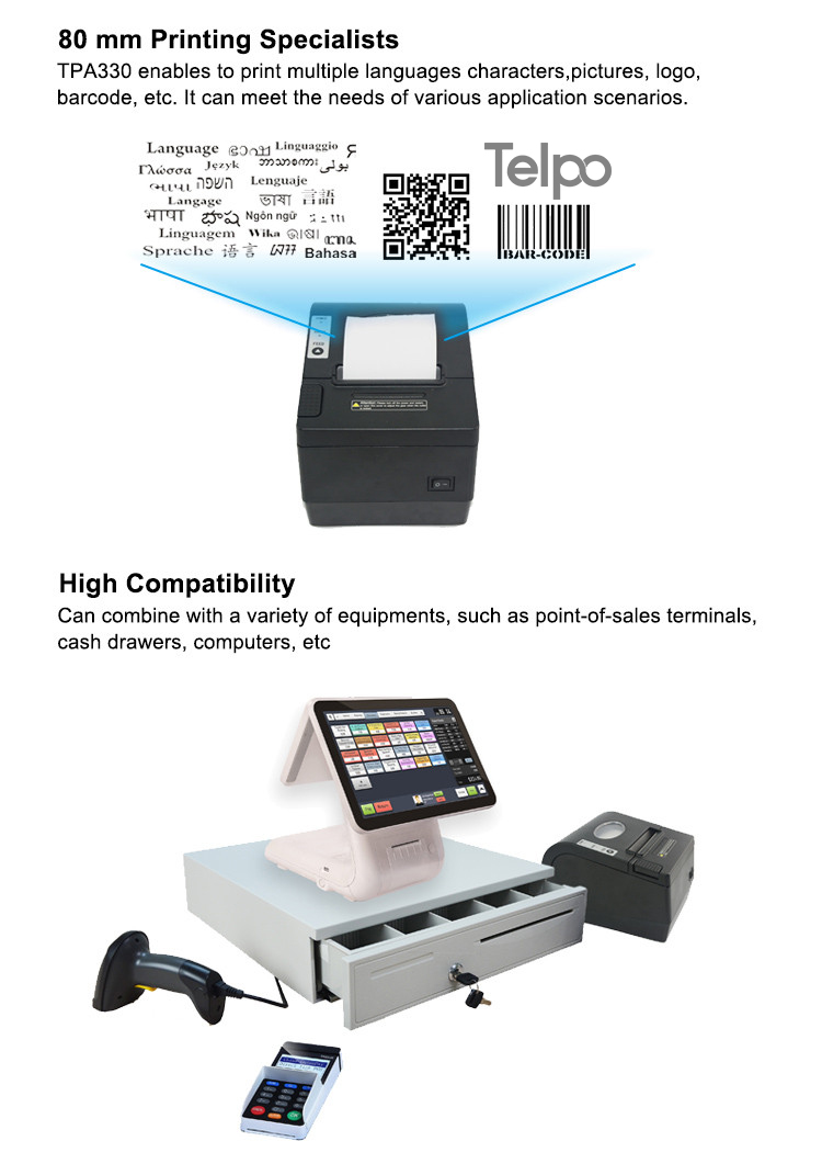 Wifi and Bluetooth 80mm Wired Thermal Printer