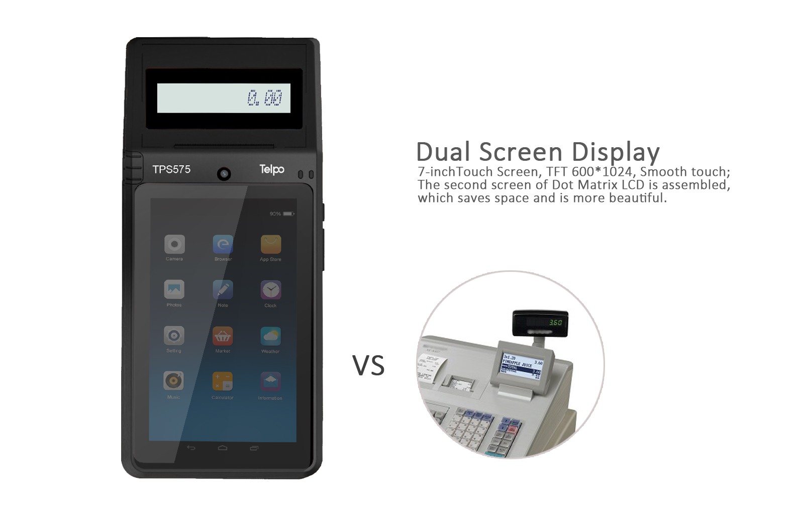 Dual Screen Desktop Smart POS with Barcode Scanner